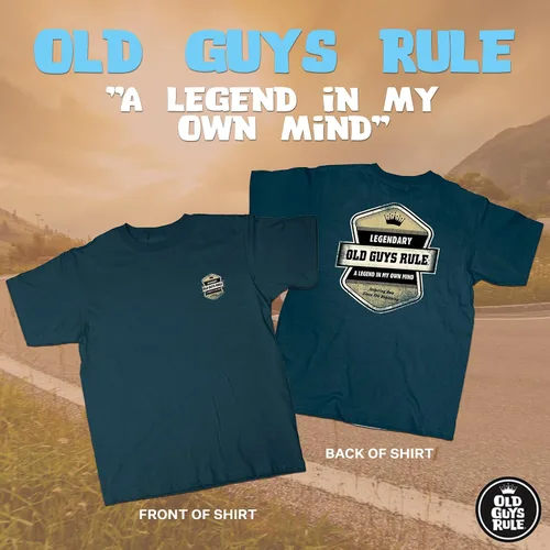 Vista 2 de OLD GUYS RULE Camiseta gráfica para hombre, insignia legendaria, día del padre, cumpleaños, divertida camiseta novedosa para leyendas