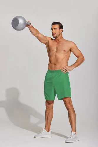 Vista 2 de COOFANDY Pantalones cortos de entrenamiento para hombre de 7 pulgadas, paquete de 2 pantalones cortos de entrenamiento ajustados de secado rápido