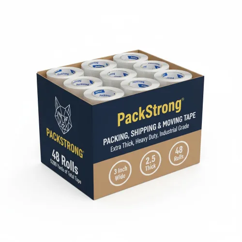 Vista 12 de Packstrong - Cinta de embalaje transparente de grado industrial 12 rollos - 110 yardas por rollo - 2" de ancho x 2 mil de grosor, cinta adhesiva