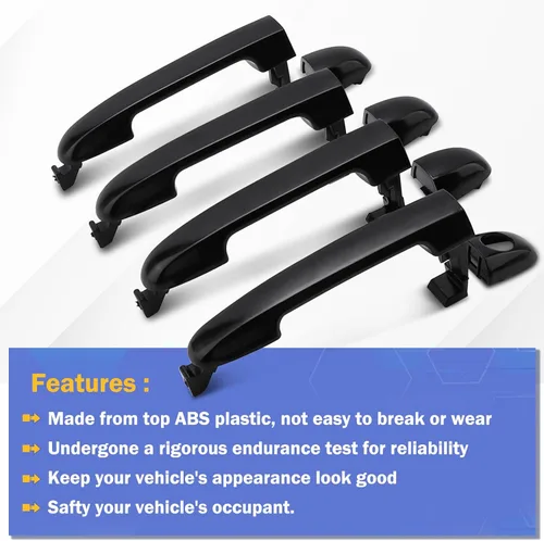 Vista 3 de X4XZ 4 piezas de manijas exteriores delanteras y traseras izquierda y derecha para Hyundai Elantra 2006-2012 (OEM# 826512H000 826522H010 826522H020)