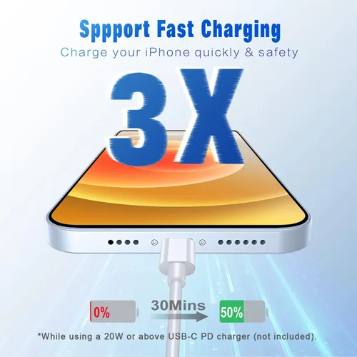Vista 6 de Cable USB C a Lightning 3 pies 2 unidades [certificado Apple MFi], cables para iPhone tipo C, cable de carga para iPhone con entrega de energía