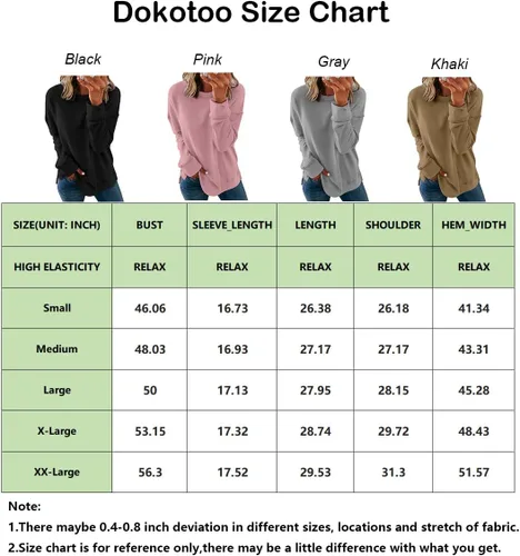 Vista 6 de Dokotoo Sudadera casual con cuello redondo para mujer, holgada, suave, de manga larga