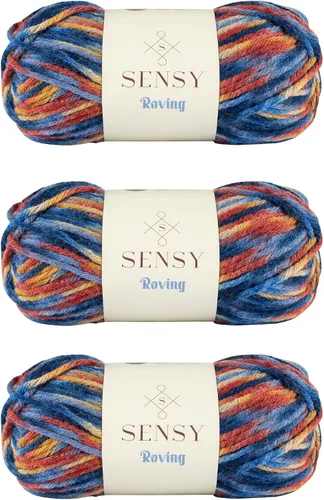 Vista 70 de Sensy Roving - Ovillo de lana multicolor, 3.5 onzas, 132 yardas, calibre 5, voluminoso (otoño)