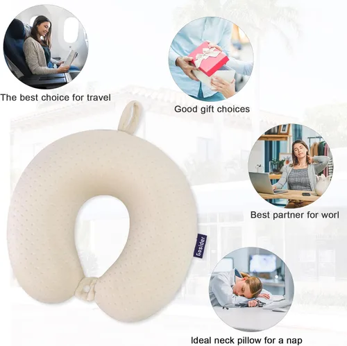 Vista 6 de Almohada de Espuma Viscoelástica para el Cuello, Cómoda Almohada de Viaje para el Cuello, Soporte para Cuello y Cabeza, Ligera y Portátil, Almohada