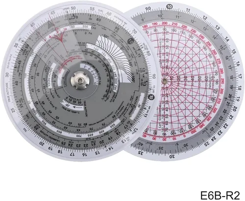 Vista 2 de Aviation Computer E6B-R Navigation Plotter Slide Regla con escala incorporada, para entrenamiento de pilotos, corrección, rumbo y cálculos