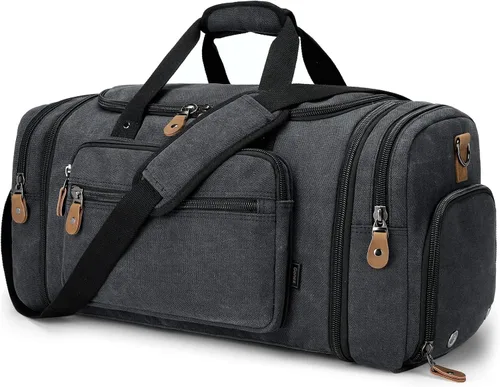 Vista 20 de Gonex Canvas Duffle Bag, Expandable 50L Travel Overnight Weekender Bag Verde militar