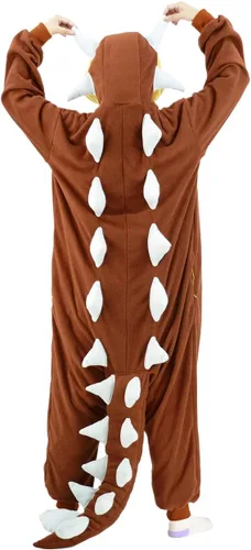 Vista 6 de Adult Ankylosaurus Onesie Pajamas Dinosaur Animal Cosplay Cartoon Costume Christmas Halloween Jumpsuit for Women Men