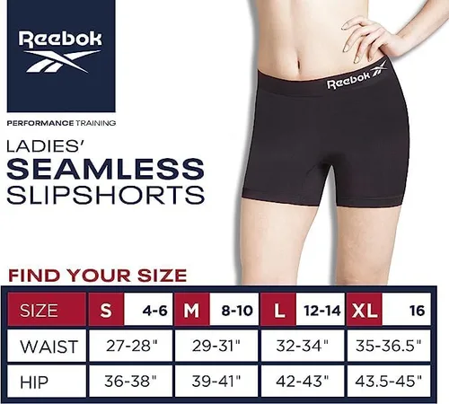 Vista 7 de Reebok Ropa interior para mujer Paquete de 6 calzones sin costuras de pierna larga (S-3XL)