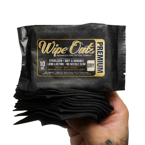 Vista 4 de Wipe Outz Toallas negras para tatuajes – Toallitas secas de alta calidad para tatuajes y cuidados posteriores de PMU – Toallitas suaves