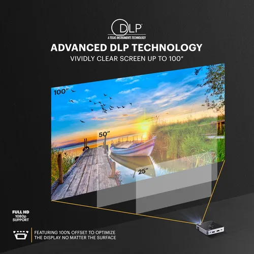 Vista 5 de KODAK - Ultra Mini Proyector Recargable de Bolsillo – Proyector DLP Pico Negro de 100” de visualización, HDMI/USB/Micro SD, altavoz incorporado