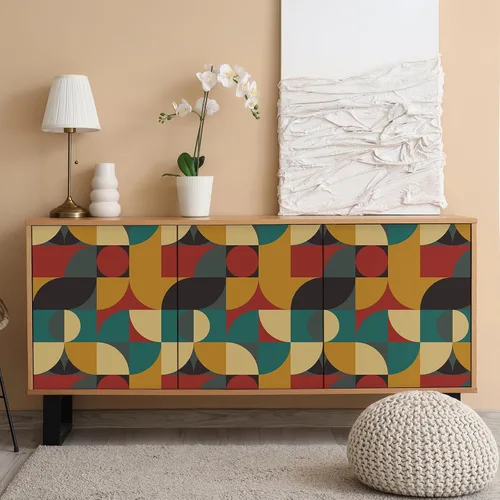 Vista 4 de CRE8TIVE Papel tapiz geométrico para despegar y pegar para dormitorio, baño, 12 x 118 pulgadas, papel tapiz artístico abstracto geométrico