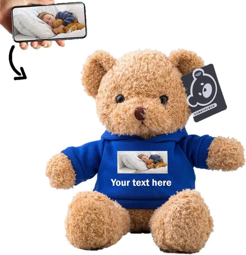 Vista 8 de Oso de peluche personalizado con texto + foto, oso de San Valentín, animales de peluche, juguetes de peluche como regalos personalizados para Negro