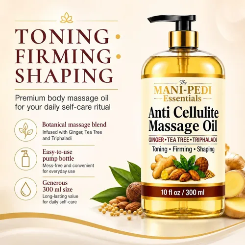 Vista 2 de TMPE Aceite corporal anticelulítico – Tonifica, reafirma y da forma visiblemente con jengibre, árbol de té y hierbas naturales, fórmula no grasosa