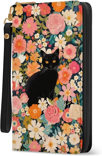 Vista 11 de Billetera para mujer, con bloqueo RFID, con 10 ranuras para tarjetas y ventana de identificación, bolso para mujer con cierre de correa de mano