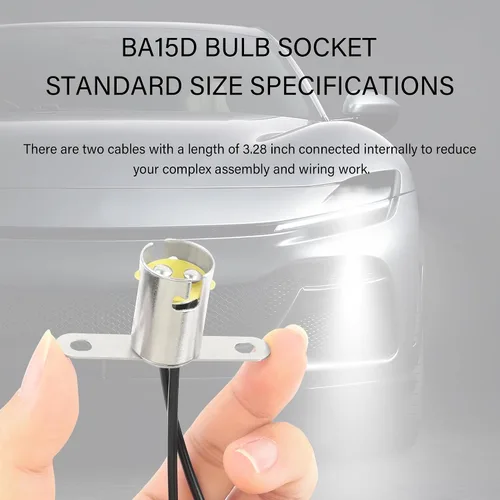 Vista 3 de IHOTDER BA15D - 2 enchufes para bombilla de automóvil, adaptador de enchufe de bombilla de coche con 2 conectores de cable, soporte multiusos