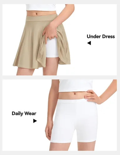 Vista 5 de KEREDA Pantalones cortos de ciclismo para niñas, de algodón, para bailar, para niños, paquete de 3