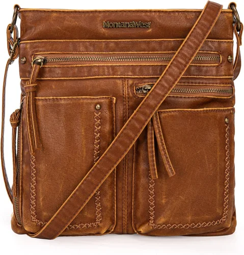 Vista 14 de Montana West Crossbody Bag for Women Multi Pocket Shoulder Medium Travel Purses Ultra Soft Washed Leather