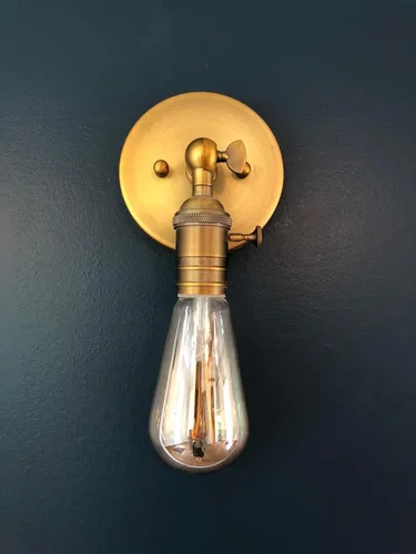 Vista 7 de PERMO lámpara estilo candelabro de metal industrial vintage para montar en pared Mini única (cepillado)