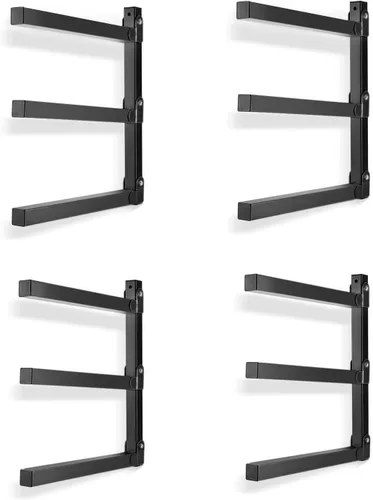 Vista 9 de Ultrawall Organizador de madera de montaje en pared y estante de metal para almacenamiento de madera con 3 niveles
