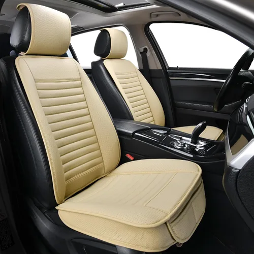 Vista 12 de Cubiertas para asiento trasero Sunny color, cojines para asiento trasero, protector de banco automático con piel de PU transpirable y fondo Beige