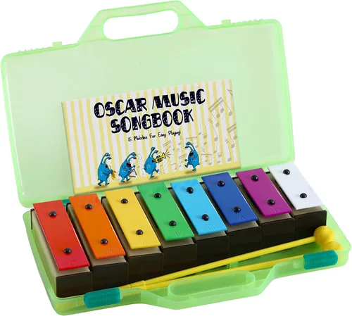 Vista 9 de MINIARTIS Glockenspiel Xilófono Xilófono de 25 notas con teclas metálicas coloridas para niños Instrumento musical de percusión Juguete