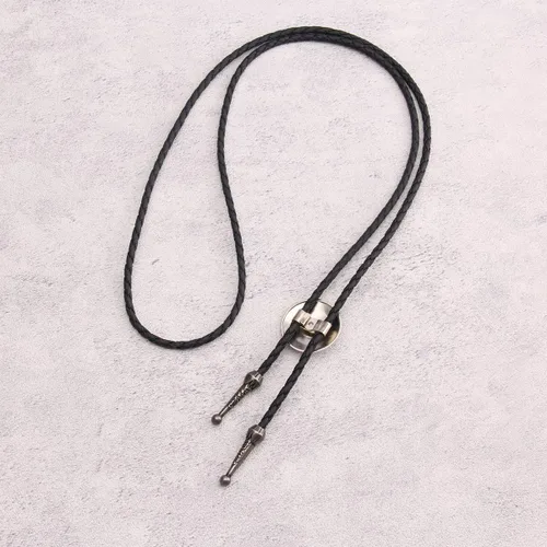 Vista 434 de Jeilwiy Corbata de bolo para hombre, corbata de vaquero occidental, collar de corbata de bolo dorado, corbata de cuero, corbata de Halloween
