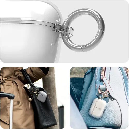 Vista 8 de iFace Funda protectora transparente diseñada para AirPods 1/2 [clip de mosquetón incluido] [Funda compatible con carga inalámbrica] - Transparente
