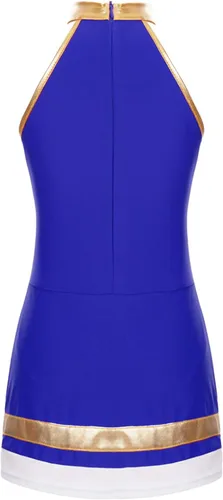 Vista 2 de Vestido de baile brillante con cuello halter para niñas, disfraz de animadora de Halloween, disfraz de uniforme de animadora, espectáculo de cosplay