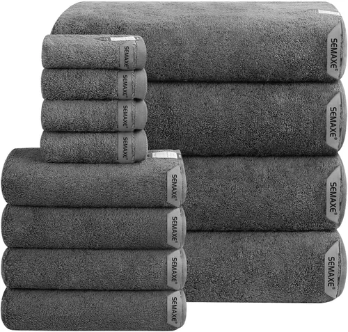 Vista 39 de SEMAXE Juego de toallas de baño familiar de 12 piezas - 100% algodón, 4 toallas de baño, 4 toallas de mano, 4 paños, ultrasuave y súper absorbente