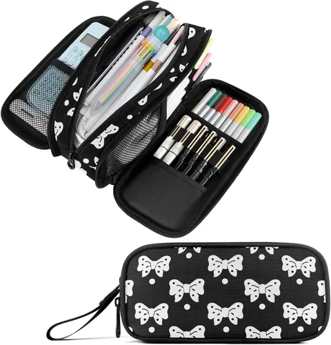 Vista 20 de Fustylead Alice - Estuche de ajedrez para lápices con cremallera, bolsa de maquillaje, bolsa de cosméticos, bolsa de viaje multiusos, caja
