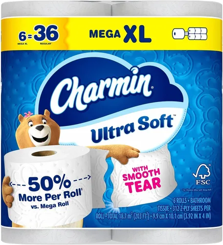 Vista 22 de Charmin Papel higiénico ultra suave, 18 rollos Mega XL = 108 rollos regulares