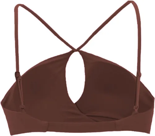 Vista 6 de Aoxjox Brasier deportivo de entrenamiento para mujer, ajustado, sin espalda, acolchado, Ariel, halter, brasier para yoga, camiseta corta sin mangas