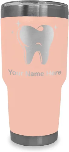 Vista 22 de LaserGram Vaso aislado al vacío de 20 onzas, con diente, grabado personalizado incluido (negro)