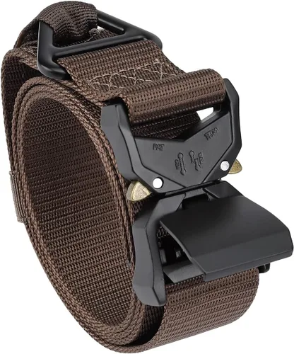 Vista 8 de MOZETO Cinturón táctico para hombre de 1.5 pulgadas de nailon para trabajo de combate, cinturón resistente con hebilla de talón de liberación rápida
