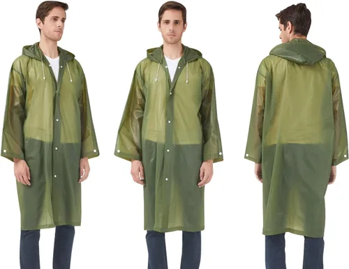 Vista 6 de Ponchos de lluvia impermeables para adultos, mujeres y hombres, paquete de 2 chaquetas de lluvia reutilizables con capucha para la familia, Disney
