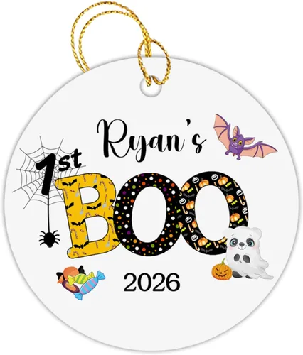 Vista 15 de Adorno personalizado para el primer Halloween en nuestro nuevo hogar 2025, adorno de Halloween personalizado para el hogar con dirección y nombres