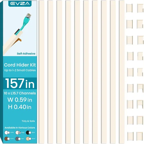 Vista 22 de Cubiertas de Cable Beige Ocultadores de Cables - Ocultador de Cables de 157 pulgadas para TV Montada en Pared, Cubierta de Cable de Pared Ocultador