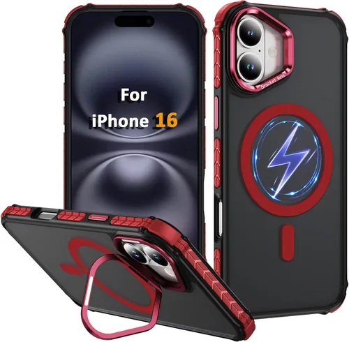 Vista 51 de Funda KETGII para iPhone 13, para iPhone 14, compatible con MagSafe, carga inalámbrica, resistente, a prueba de golpes, pata ajustable, delgada