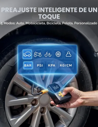 Vista 7 de AstroAI L7 Mini Inflador de Neumáticos Compresor de Aire Portátil, 150 PSI Bomba de Aire Inalámbrica para Neumáticos de Coche con Luces LED