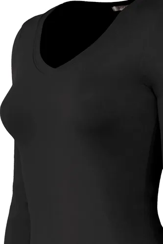 Vista 4 de Bozzolo Camiseta básica de manga larga con cuello en V para mujer