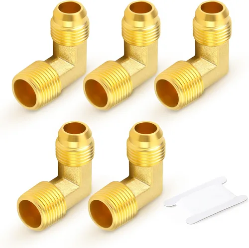 Vista 30 de GASHER Adaptador de codo de montaje de tubo de latón de 1/2 pulgada flare x 1/2 pulgada NPT macho Pipe