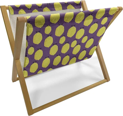 Vista 10 de Ambesonne Soporte para revistas y libros de damasco, diseño tradicional italiano europeo de desplazamiento repetido, en tono amarillo dorado