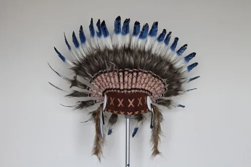 Vista 3 de Para Kidlos niños Tres colores azul Jefe Tocado de plumas indio