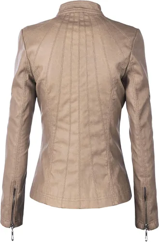 Vista 2 de Lock and Love - Chaqueta de motociclista de cuero sintético con capucha extraíble para mujer