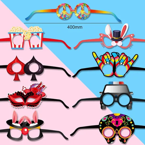 Vista 3 de HOWAF Divertido marco de anteojos de fiesta, 30 piezas de cartón, accesorios de cabina de fotos, para niños y adultos, accesorios novedosos