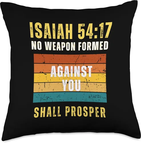 Vista 5 de Isaiah 54:17 Designs Isaías 54:17 Christian Faith Bible Scripture - Almohada inspiradora, 16 x 16 pulgadas, multicolor