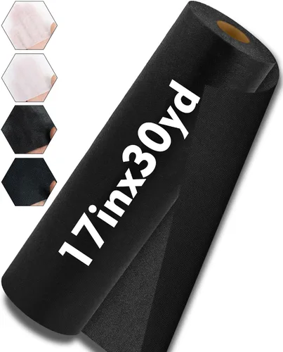 Vista 9 de FIVEIZERO Interfaz fusible para costura, 17 pulgadas x 30 yardas, tela de interfaz no tejida de peso medio, poliéster negro de una cara para coser