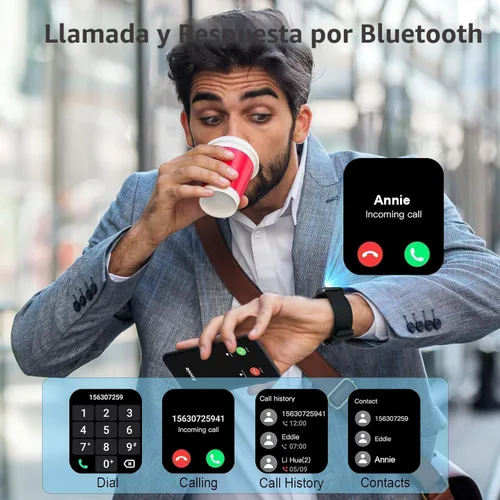Vista 7 de Reloj inteligente para hombres y mujeres (respuesta/hacer llamadas), nuevo reloj inteligente HD de 1.96 pulgadas, rastreador de actividad física
