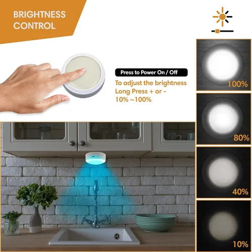 Vista 4 de VYANLIGHT Luces de disco recargables con 2 controles remotos, iluminación LED de disco de 16 colores intercambiables, funciona con pilas, regulables