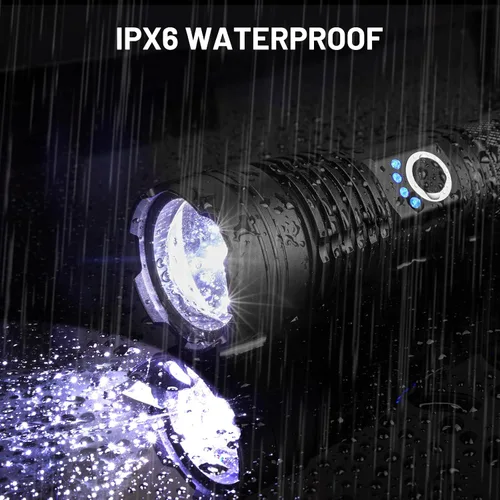 Vista 8 de Lylting Paquete de 2 linternas LED recargables de alto lúmenes, linterna ajustable súper brillante de 99,000 lm con cable USB y 5 modos, linterna